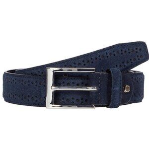 Florsheim Men's Lucky Brouge Suede Belt Navy - Various sizes